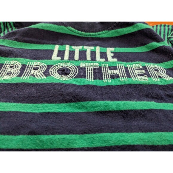 Carter's Child of Mine Little Brother Green  & Blue Striped One Piece, Size 12M - Picture 1 of 5